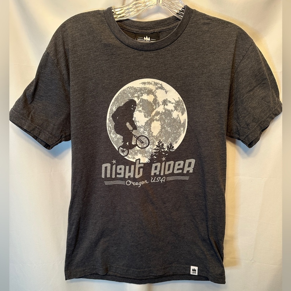 Little Bay Root Size Small Gray Night Rider Portland OR Shirt Made In USA